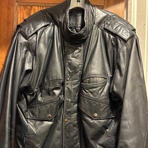 Georgetown Leather Design Jacket  -XL - Black  -Vintage